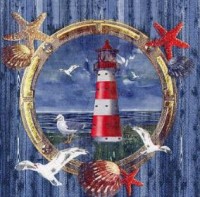 Artikelbild für Servietten 33cm DESIGN Leuchtturm Roter Sand,Möwen,Seesterne im Baltic Kölln Onlineshop