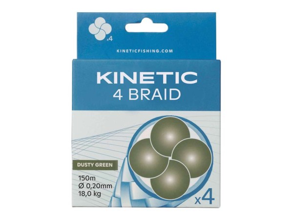 Kinetic 4 Braid Dusty Green 150m SB, 4-fach geflochtene Schnur