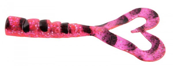 4 in.Twin Tail Shrimp HOT PINK GLIT/BLACK 50 Stck.