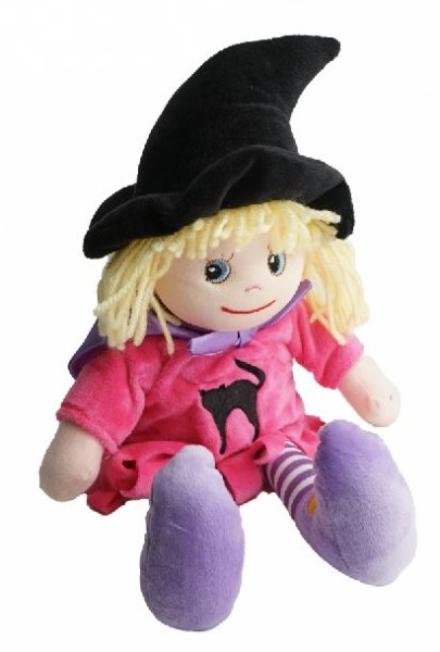 Artikelbild für Puppe Hexe pink mit schwarzen Hut 30cm im Baltic Kölln Onlineshop