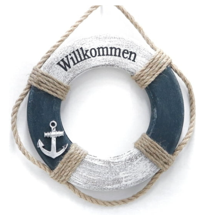 Artikelbild für Rettungsring mit Tau blau/weiß 24cm im Baltic Kölln Onlineshop