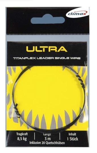 Climax UltraTitanflex Leader Single Wire 3m mit Klemmhülsen