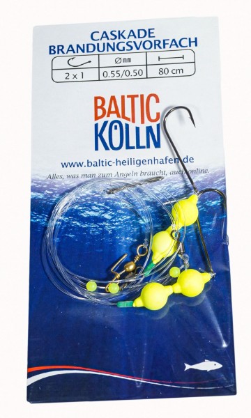 Baltic Caskade Brandungsvorfach 2 Haken Auftriebsperlen gelb