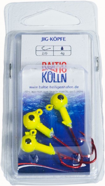Artikelbild für Jigköpfe, Farbe gelb, 3 Stück in der Verpackung im Baltic Kölln Onlineshop