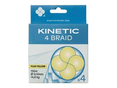 Kinetic 4 Braid Fluo Yellow 150m SB, 4-fach geflochtene Schnur