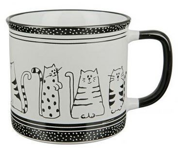 Artikelbild für Tasse Funny Cat aus Keramik schwarz/weiß im Baltic Kölln Onlineshop